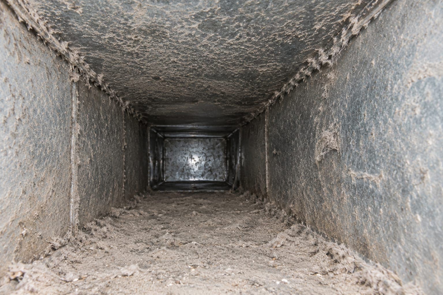 Ductwork before cleaning